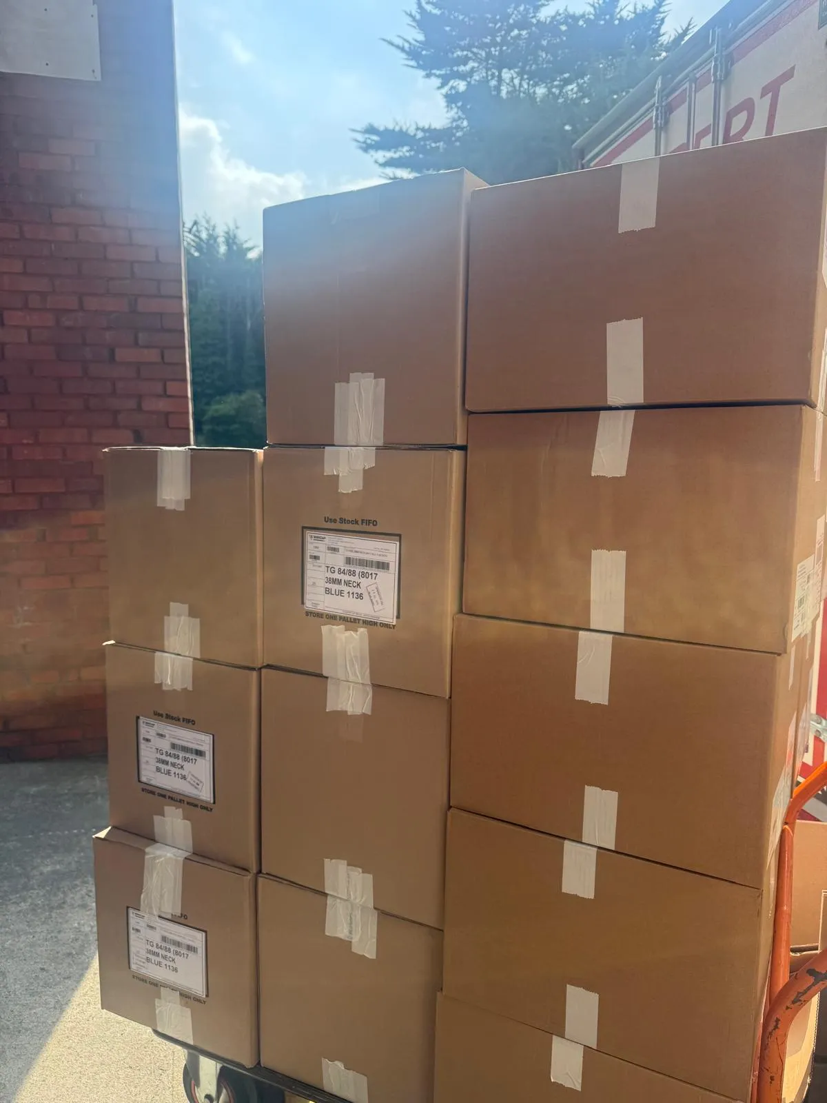 Boxes and wrapped items packed for a house move